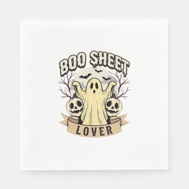 Halloween Boo Sheet Lover Ghost Moon Napkin (Front)