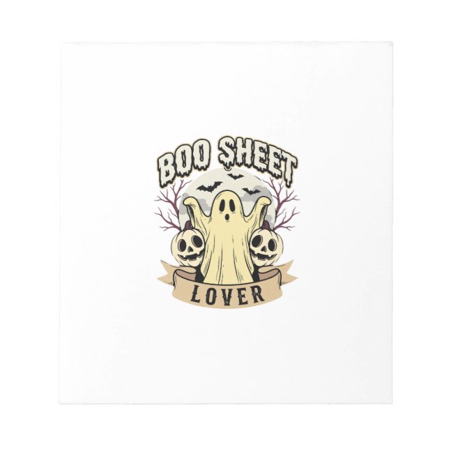 Halloween Boo Sheet Lover Ghost Moon Notepad (Front)