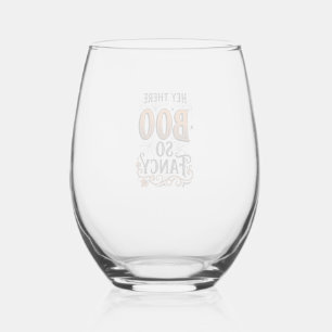 Halloween Boo Shirt Vintage Engraving Spooky Cute Stemless Wine Glass