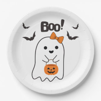 Halloween Boo Shopping Paper Plate