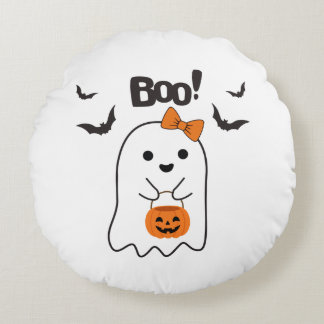 Halloween Boo Shopping Round Cushion