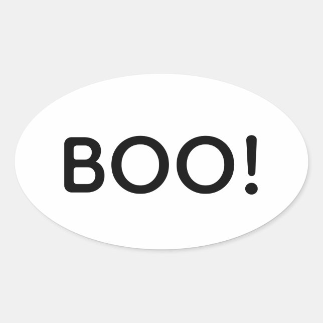 Halloween BOO! Simple Typography Gift Treat Bag Oval Sticker (Front)