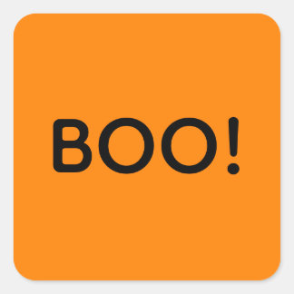 Halloween BOO! Simple Typography Gift Treat Bag Square Sticker