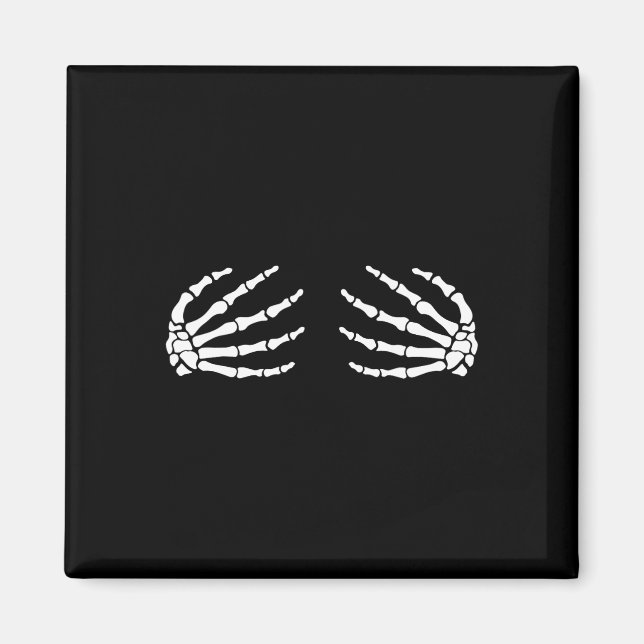 Halloween Boo Skeleton Hands Breast Fun Costume Sc Magnet (Front)