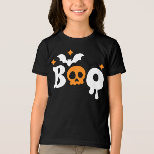 Halloween Boo Skull Bats Modern Typography Tri-Blend Shirt