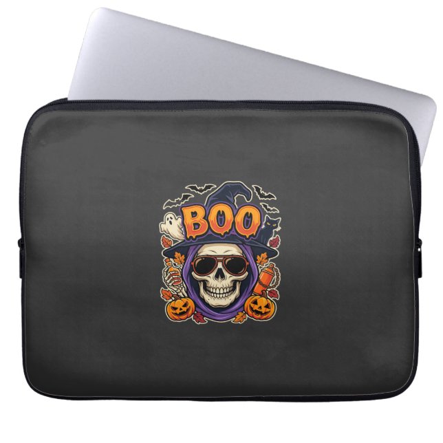 Halloween Boo Skull Sunglasses Vector Laptop Sleeve (Front)