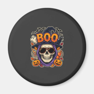 Halloween Boo Skull Sunglasses Vector Magnet