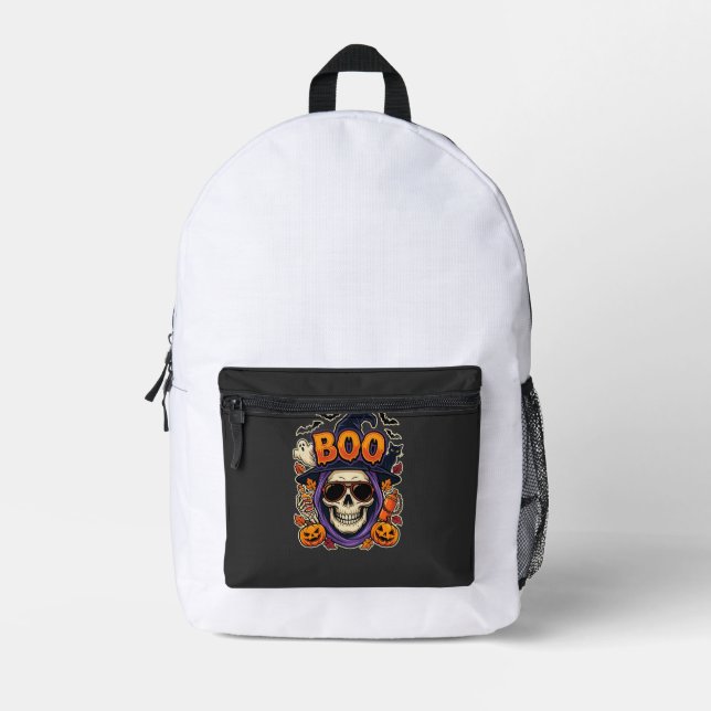 Halloween Boo Skull Sunglasses Vector Printed Backpack (Front)