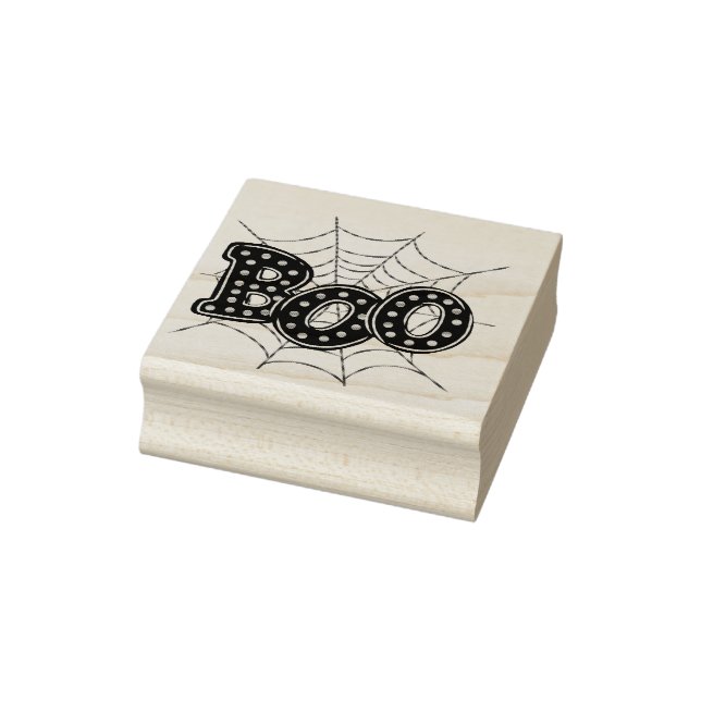 Halloween "Boo" Spider Web Rubber Stamp (Stamp)