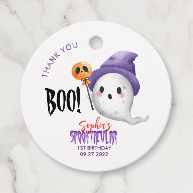 Halloween Boo Spooktacular Ghost Favour Tags (Front)