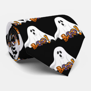 Halloween BOO / Spooky Ghost on Black Tie