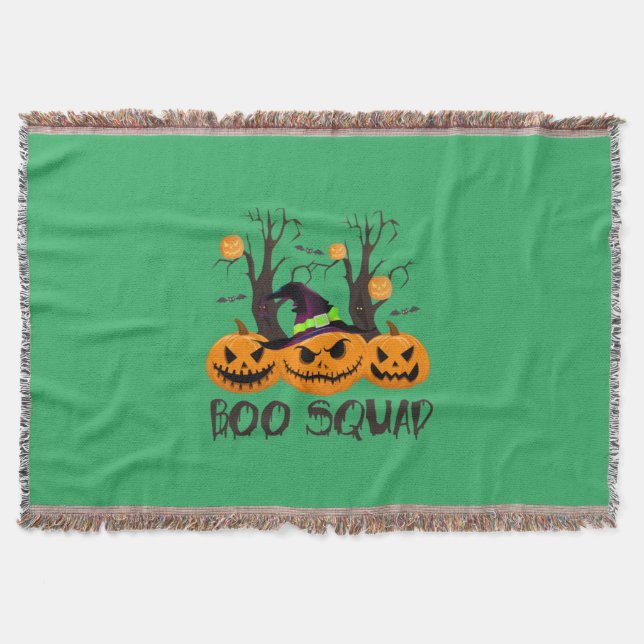 Halloween Boo Squad Bumpkin Birthday Throw Blanket (Front)