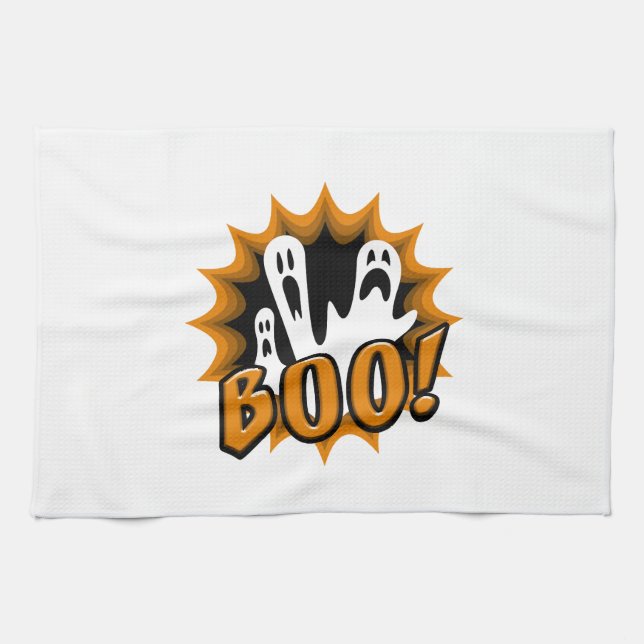 Halloween Boo! Tea Towel (Horizontal)