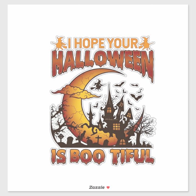 Halloween Boo Tiful Haunted House Crescent Moon Ba (Sheet)
