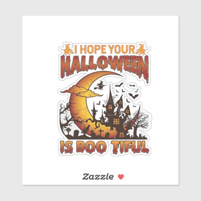 Halloween Boo Tiful Haunted House Crescent Moon Ba (Sheet)