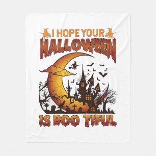 Halloween Boo Tiful Haunted House Crescent Moon Ba Fleece Blanket