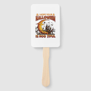 Halloween Boo Tiful Haunted House Crescent Moon Ba Hand Fan