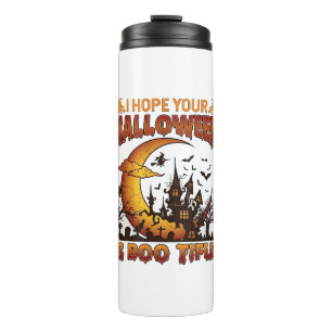 Halloween Boo Tiful Haunted House Crescent Moon Ba Thermal Tumbler