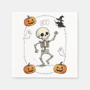 Halloween Boo Vintage Skeleton Napkin