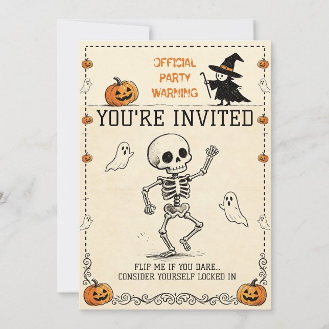 Halloween Boo Vintage Skeleton Party Invitation (Front)