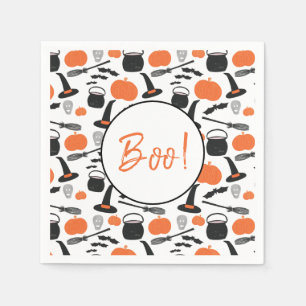 Halloween Boo Witch Pumpkin Bat Broomstick Napkins