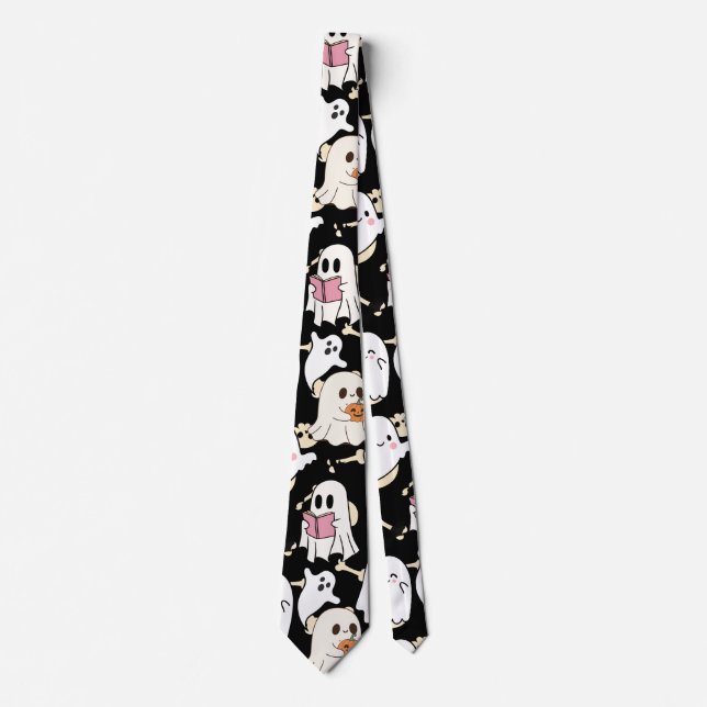 Halloween Boo with Bats HBB2501A.Black BG Tie (Front)