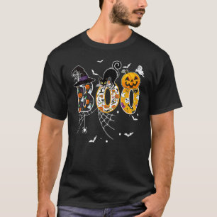 Halloween Boo With Spiders And Witch Hat Ghosts T-Shirt