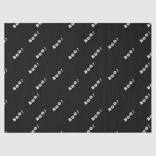 Halloween boo words on black tissue paper (Front)