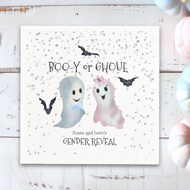 Halloween Boo-y and Ghoul Gender Reveal Ghosts  Napkin (Creator Uploaded)