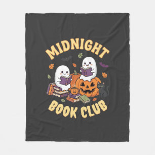 Halloween Book Club Ghost Reading Pumpkin Design_1 Fleece Blanket