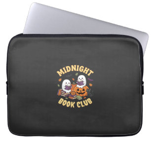 Halloween Book Club Ghost Reading Pumpkin Design_1 Laptop Sleeve