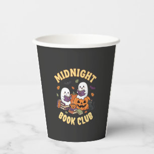 Halloween Book Club Ghost Reading Pumpkin Design_1 Paper Cups