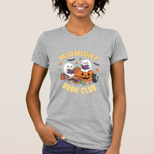 Halloween Book Club Ghost Reading Pumpkin Design_1 T-Shirt