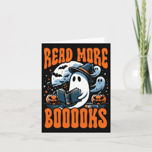 Halloween Book Lover Ghost Boo Pun Read More Boook Card