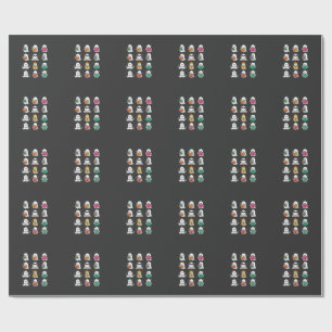 Halloween Book Reading Ghosts Kawaii Library Desig Wrapping Paper