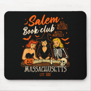 Halloween Book Reading Witch Salem Book Club Mouse Pad