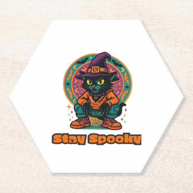 Halloween Bookish  Spookily Cosy and Cleverly Lite Paper Coaster (Front)