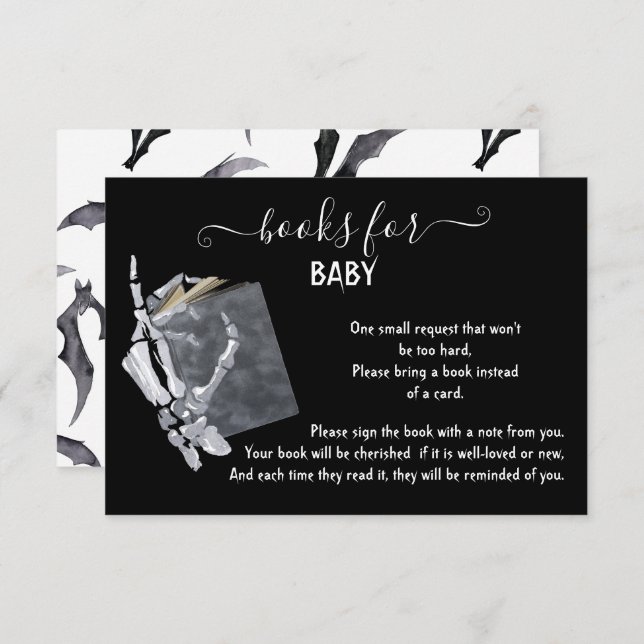 Halloween Books for Baby Shower enclosure card (Front/Back)