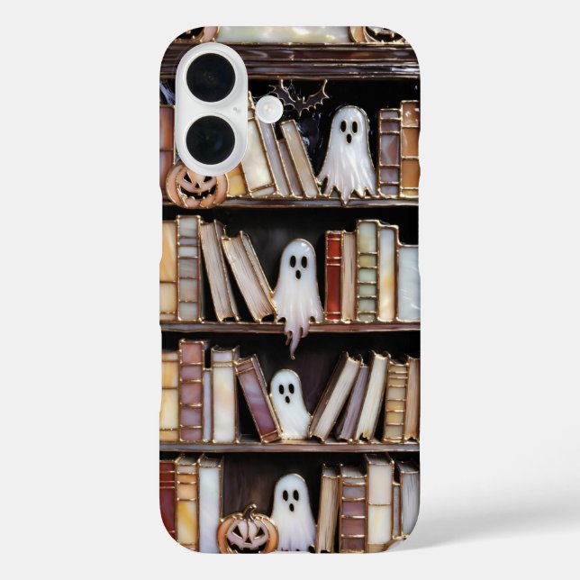 Halloween Bookshelf Phone Case Ghost Pumpkin (Back)