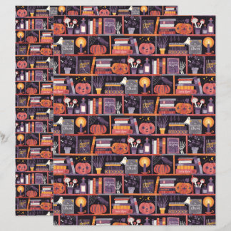 Halloween Bookshelf Scrapbook Paper