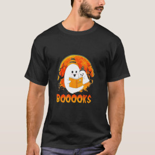 Halloween Boooks Cute Ghost Reading Book Funny Gif T-Shirt