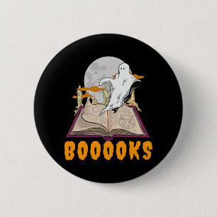 Halloween boooks. Ghost reading halloween 6 Cm Round Badge