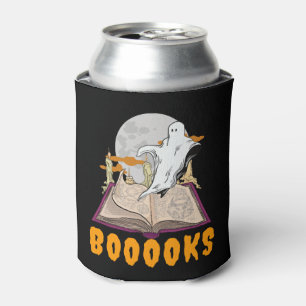 Halloween boooks. Ghost reading halloween Can Cooler