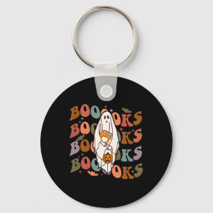 Halloween Booooks Cute Ghost Boo Reading Books Adu Key Ring
