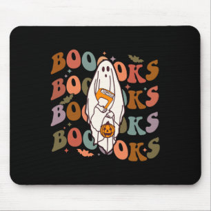 Halloween Booooks Cute Ghost Boo Reading Books Adu Mouse Pad