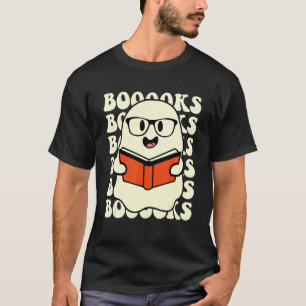 Halloween Booooks Cute Ghost Boo Reading Books Adu T-Shirt