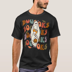 Halloween Booooks Cute Ghost Boo Reading Books Adu T-Shirt