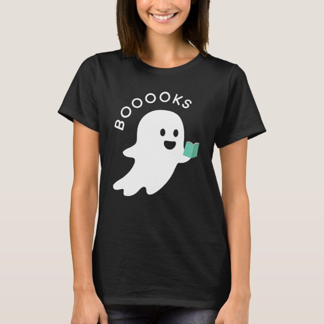 Halloween Booooks Ghost Reading Boo Read Books Lib T-Shirt (Front)