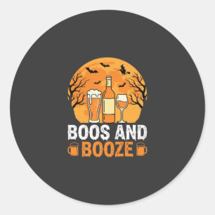 Halloween Boos and Booze Drinking Party Design Classic Round Sticker