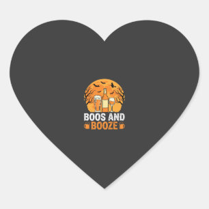 Halloween Boos and Booze Drinking Party Design Heart Sticker